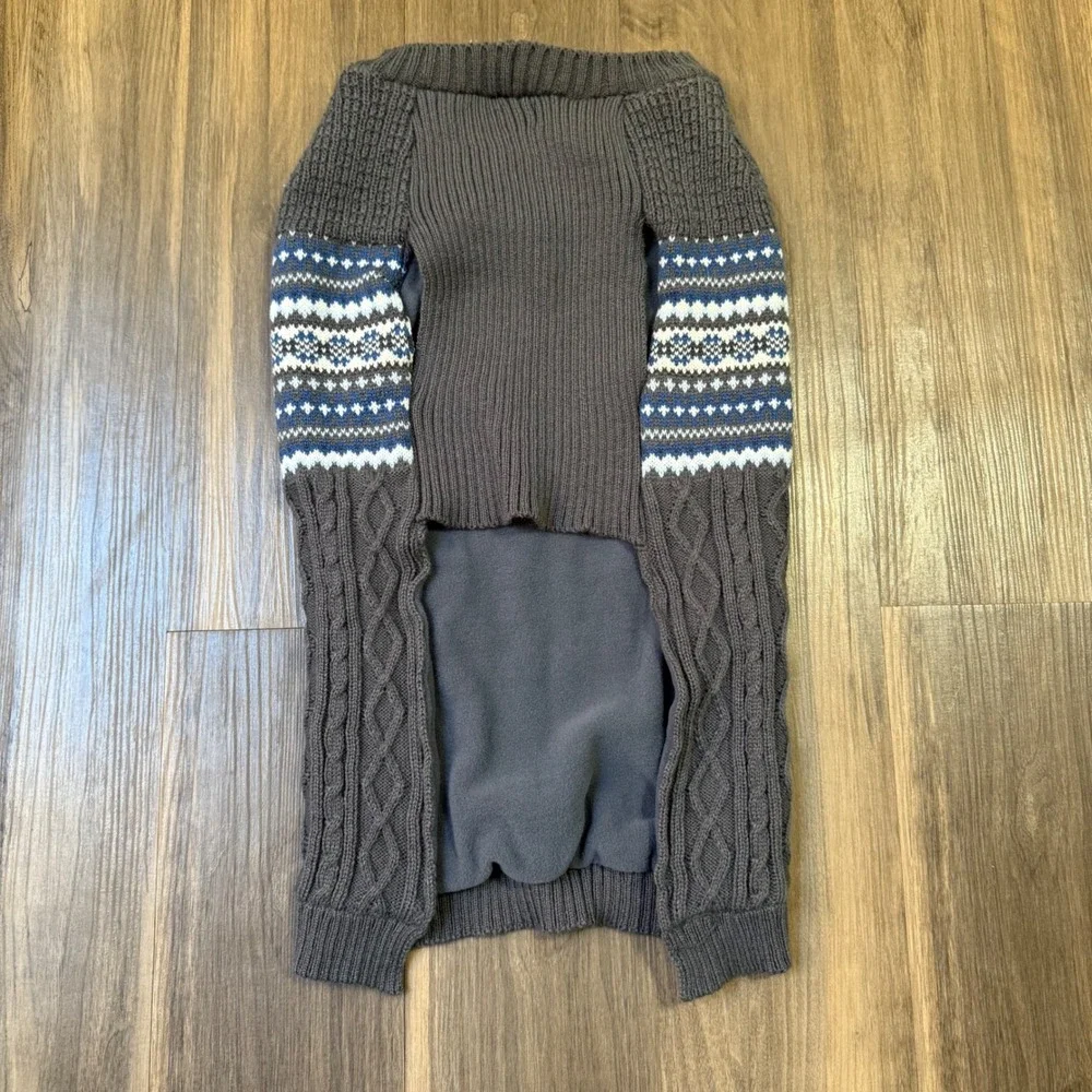 Nautica Pet Gray Fair‎ Isle Dog Sweater Blue XL Winter Fleece Lined